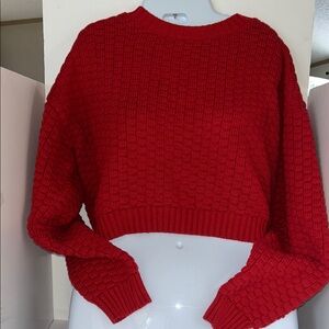 Hippie Rose crop top red sweater Medium NWT